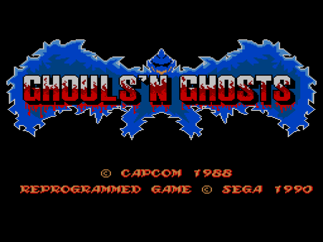 Ghouls'N Ghosts title screen for Sega Master System